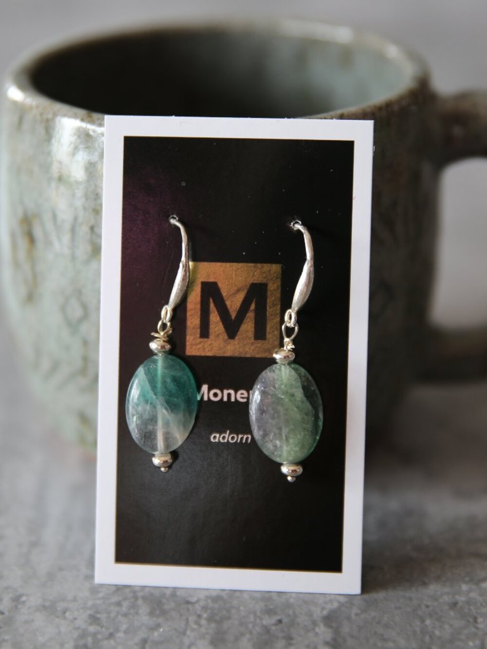 Green Fluorite and Sterling Silver Earrings